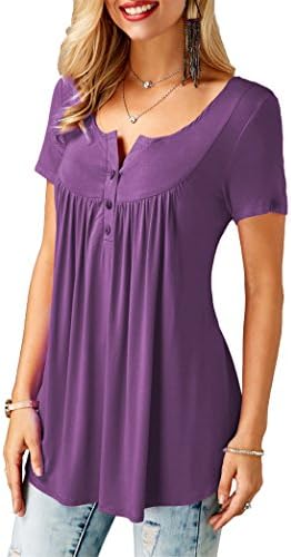 KISSMODA Ladies Shirts Button up Ruffle Casual Tunic Tops for Women