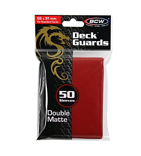 100 Premium Red Double Matte Deck Guard Sleeve Protectors for Gaming Cards like Magic The Gathering MTG, Pokemon, YU-GI-OH!, & More.
