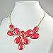 JANE STONE Red Drop Bubble Fashion Chunky Jewelry Statement Bib Necklace(Fn0835-Coral Red)