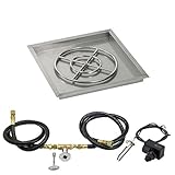 American Fireglass Spark Ignition Fire Pit Kit, Square Bowl Pan, 24 Inch Pan/18 Inch Burner, Natural Gas (NG)