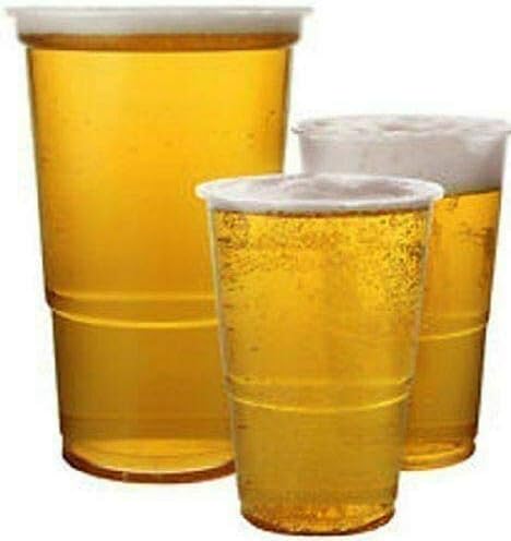 1000 x Disposable Pint/Half Pint Plastic Cups with Markings - Strong Disposable Glasses, Best for Party, Outdoor Occasions, Pubs Box Contains 500 Pint + 500 Half Pint