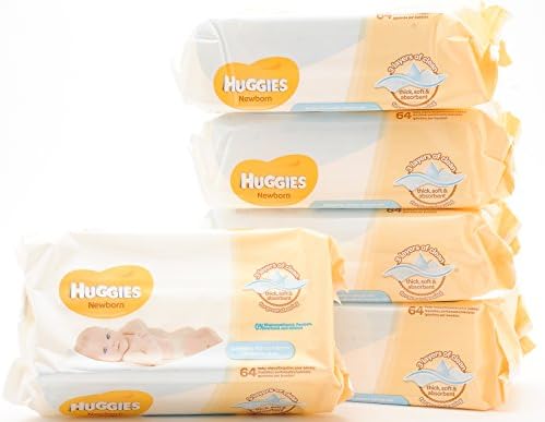 Huggies Newborn Unscented, 3-Layers of Thick, Soft & Natural Absorbent Wipes. Gentle For Delicate Skin, No Alcohol & Hypoallergenic. Perfect for Newborns & Gentle for Makeup Removal (5-Pack)