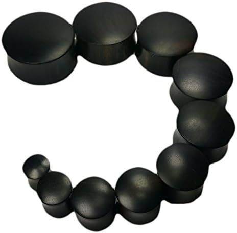 PAIR 8g-2" Black Areng Wood Plugs Tunnels Gauges Double Flare Organic