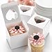 Hortense B. Hewitt Wedding Accessories, Cupcake Favor Boxes with Heart Shape Windows, 3-Inches Square, Pack of 24