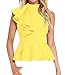 Shawhuwa Womens Sexy Asymmetric Ruffle Side Peplum Top Clubwear M Yellow