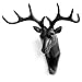 HERNGEE Deer Head Single Wall Hook/Hanger Animal Shaped Coat Hat Hook Heavy Duty, Rustic, Decorative Gift, Black