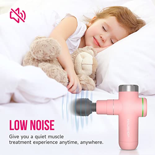 HAUSHOF Mini Massage Gun, Handheld Deep Tissue Percussion Muscle Massager Gun for Athletes, Ultra Small Portable Electric Therapy Gun for Back, Neck, Legs, Shoulder with Carry Bag, Gifts for Men Women