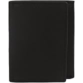 Leatherboss Leather Boys Slim Compact Flap Id and Coin Pocket Trifold Wallet for men women, Black