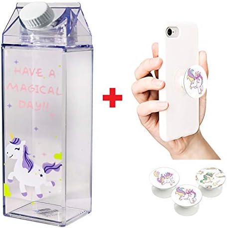 Zahfina Unicorn Water Bottle Milk Box Design | BPA Free Non-Toxic Food Grade Material | Environment Friendly | 500ml Capacity | Multiple Uses | Zero Waste