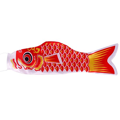 Niome Japanese Decorative Windsock Carp Flag KoiNobori Sailfish Garden Yard Hanging Decoration Red