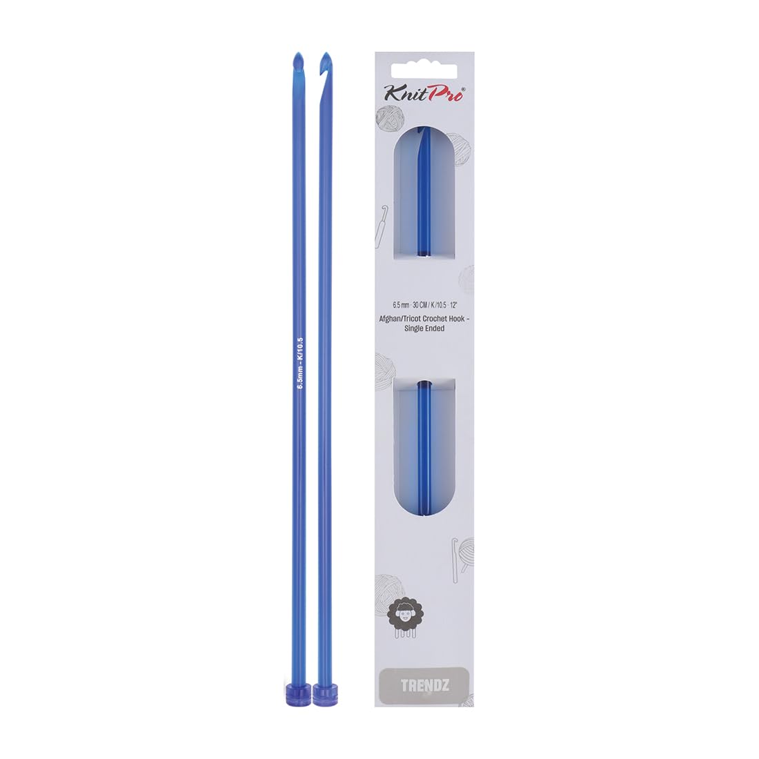 Knit Pro KP51404 6.50 mm Single Ended Tricot/Afghan Crochet Hook, Multi-Colour