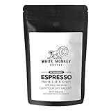 White Monkey 2.5LB Gourmet Bulk Coffee Espresso Bean Blend | Full Crema | Extra Creamy | 100% Arabica | Medium Espresso Roast | Kosher | 25% Larger than 2LB | Whole Bean Coffee, 2.5 Pound (2.5 lb) Bag