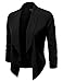 JJ Perfection Women's Lightweight Thin Chiffon Ruched Sleeve Open-Front Blazer