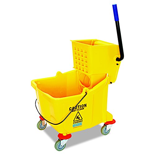 Carlisle 3690404 Commercial Mop Bucket With Side Press Wringer, 35 Quart Capacity, Yellow