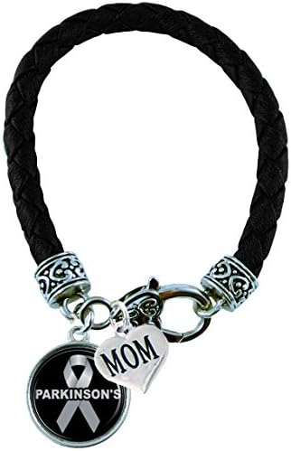Custom Bracelet Parkinson's Awareness Black Leather MOM OR DAD Charm ONLY Jewelry Family