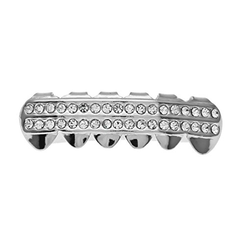 Hip Hop Golden Dental Set Two Rows Of Crystal Sharp Teeth Halloween Dress Up Grillz