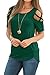 Adreamly Women's Casual Summer Short Sleeve Loose Strappy Cold Shoulder Tops Basic T Shirts Blouses Dark Green Large