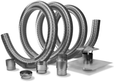 Metalbest 4VP-25IK 4" Pellet Pipe 25-Foot Flex Kit with Included Increaser from, Stainless Steel/Galvanized Steel Painted Black
