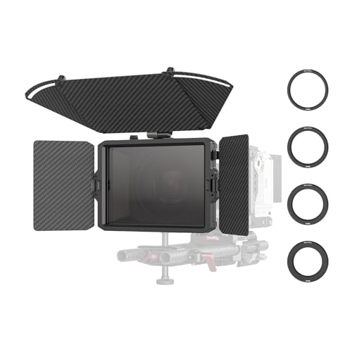 SMALLRIG Mini Matte Box Pro Flag Kit mit Zwei 4 x 5,65 Filterrahmen, Modulares Blendschutzsystem mit Φ67/72/77/82-95mm Adapterring, Leichtes Carbonfas