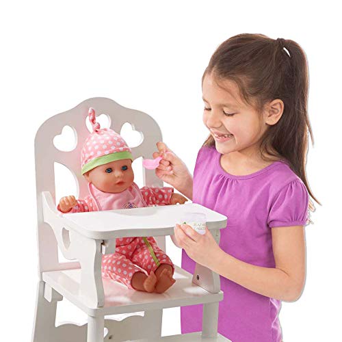 Melissa & Doug White Wooden Doll High Chair With Tray (14.75 x 25 x 14