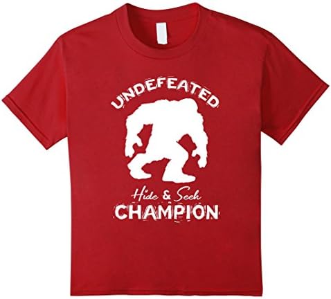 Kids Sasquatch Undefeated Hide and Seek Champion Funny T-Shirt 12 Cranberry