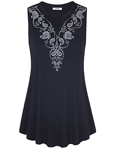Sleeveless shirts for women,vivilli ladies v-neck flora…