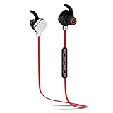 Sport Bluetooth Headphones, Bodecin Wireless Smart Rechareable Waterproof High Grain Earbuds/Earphones Support Smart Bluetooth V4.1 Build in Mic with Ear Hook for Gym/Outdoors/Running(Red-I)