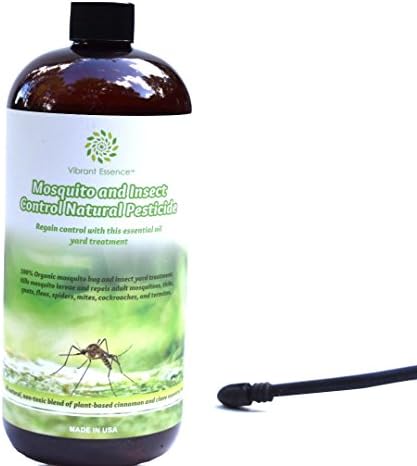 Natural Cinnamon and Clove Mosquito and Insect Pesticide Concentrate safe for yard and garden, lawn, deck and patio; using gentle oils to reduce pests without toxic chemicals - By Vibrant Essence