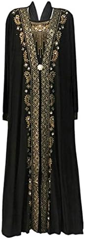 Pandapang Women Gown Dubai Abaya Muslim Long Sleeve Rhinestone Turkish Dress