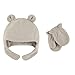 Luvable Friends Unisex Baby Beary Cozy Hat and Mitten Set, Light Gray Toddler, 12-18 Months