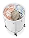 Whitmor Round Commercial Laundry Hamper with Removable Liner and Heavy Duty Wheels -Chrome (6894-3499-BB)