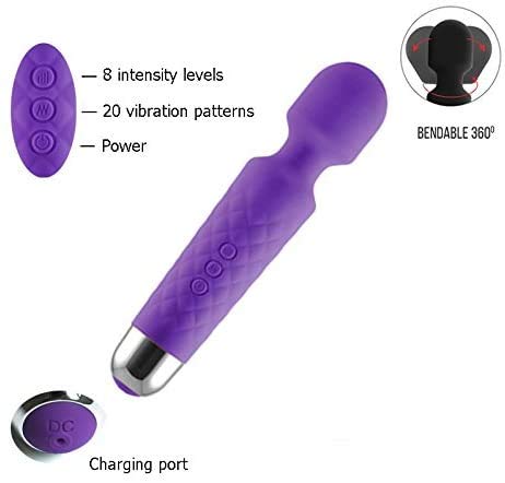 Upgraded Personal Mini Wand Massager 20 Vibration Patterns 8 Speed -Cordless Magic Handheld Quiet for Neck Shoulder Back Leg Body Foot Sports Massage