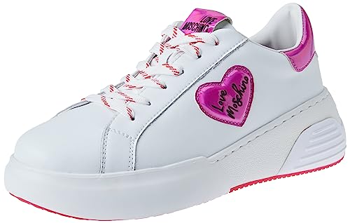 Love Moschino Femme Ja15125g1h Baskets, Blanc et Rose, 38 EU