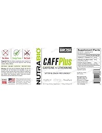 NutraBio CaffPlus - Cafeína de doble fuente con teanina (60 cápsulas vegetales)