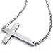 KONOV Mens Womens Stainless Steel Sideways Cross Pendant Necklace Chain, Silver, 22 inch