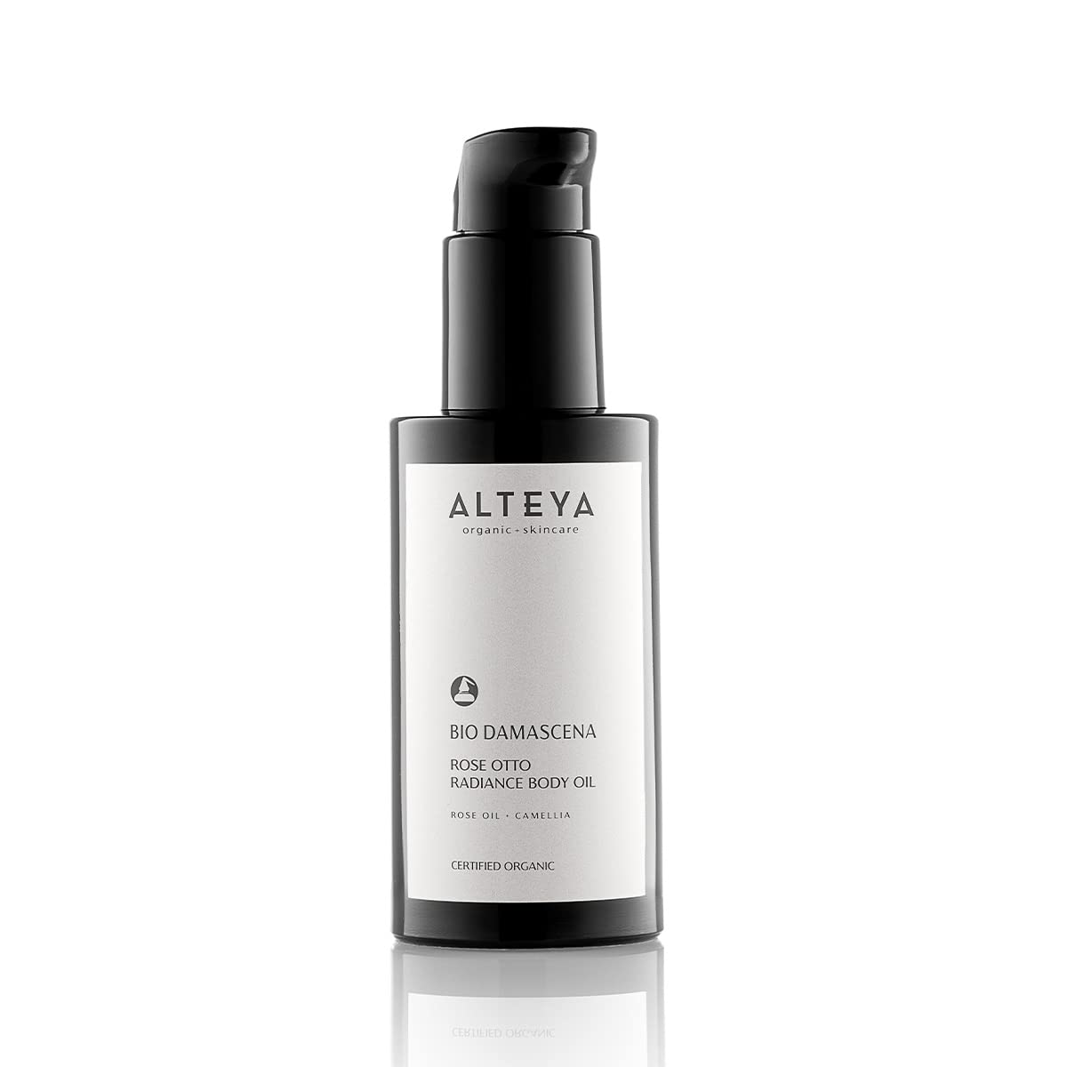 Alteya Organics Bio Damascena Rose Otto Radiance Body Oil - Certified Organic Body Moisturizer With Rose and Camellia Oil - 3.4Fl Oz/100mL