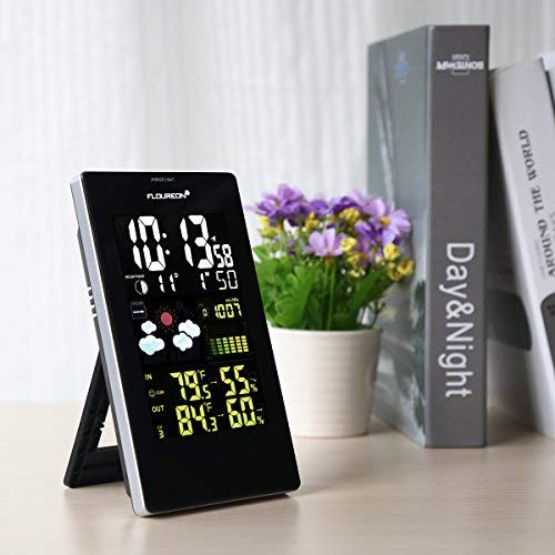 floureon Wireless Weather Station with Digital Alarm Clock Color Display Temperature Humidity Monitor Thermometer Hygrometer