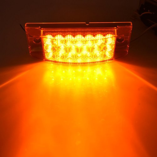 image for Catinbow 2Pcs 6x2 Inch Amber Side Marker Light White Lens 20 LED Recta
