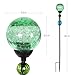 Exhart Solar Green Cracked Crystal Ball Yard Stake w/ 6 LED Lights & Glass Ball Bead Details - Glass Globe Metal Stake, Glass Ball Ground Stake, Glass Orb Outdoor Lights, 3.5