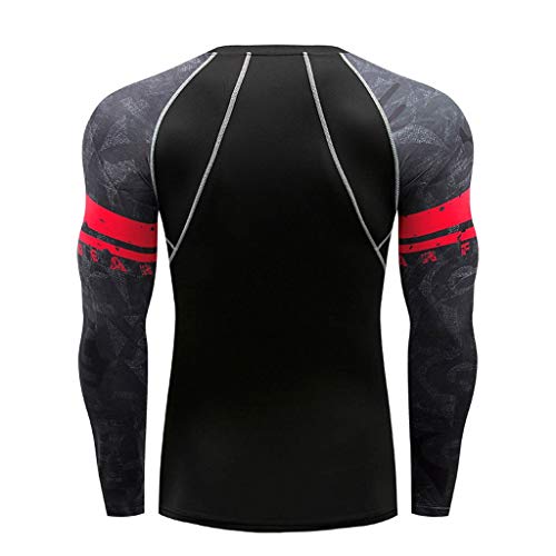 Men Compression Shirt Base Layer Long Sleeve Undershirt for Men Sport Fitness Cool Dry (L, Black)