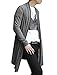 Allegra K Men Long Sleeve Open Front Pockets Leisure Long Cardigan M Grey