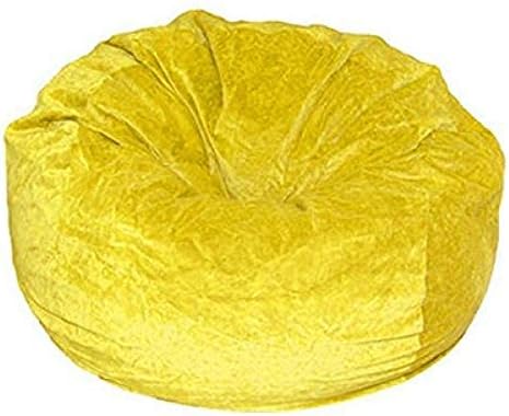 Classic Fully Comfortable & Washable Velvet Bean Bag Cover Without Beans, Yellow, 44" x 44" x 24"