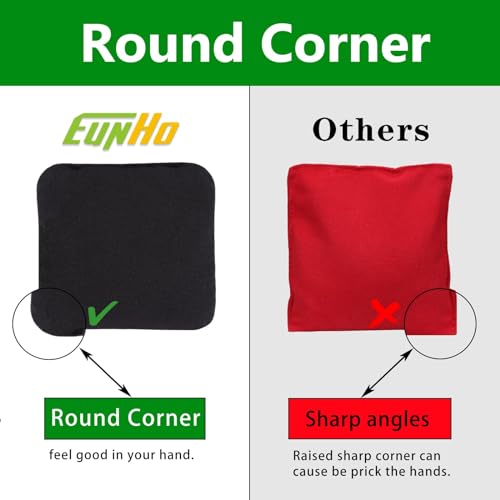 EunHo Cornhole Bean Bags Set of 8 Weather Resistant & Regulation Professional Size/Weight for Cornhole Games with Carry Bag