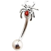 Excepro 16G Clear Cubic Zirconia Spider Shaped Thread Curved Barbell Eyebrow Tragus Ring Piercing Jewelry
