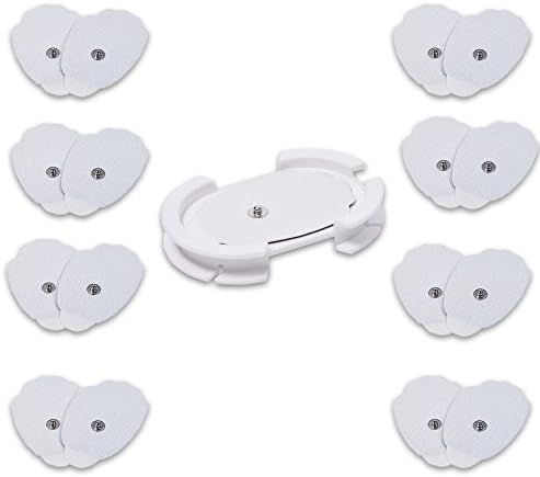 Tens Unit Pads Patches Holder with Extra Replacement Reusable Electrodes 8 Pairs Stick-on Snap on Pads 510(k) Cleared for TechCare Massagers iRest Massager Unimed Massager Tens Machine Device