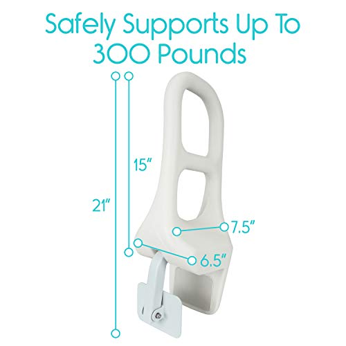 Vive Bathtub Rail - Heavy Duty Bathroom Tub Safety Rail for Elderly, Seniors, Handicap and Disabled - Clamp Railing Bath Support - Adjustable Shower Hand Grip - Handle Assist Grab Bar - Fits Most Tubs - Thumbnail 2
