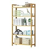 QINJIE 5-Tier Bamboo Bathroom Shelf, Multipurpose