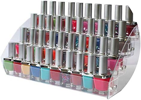 Transparent Makeup Storage Organizer Nail Polish Rack Display Shelf Cosmetic Organizer Household Storage,4 Layers