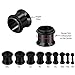BodyJ4You 18PC Ear Stretching Kit Tunnels - 14G-00G Beginner Gauges - Single Flare Flesh Saddle Expanders - Hypoallergenic Black Steel - Women Men Unisex