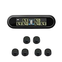 Ecurson TPMS Solar Power Universal, Wireless Tire Pressure Monitoring System with 6 External Sensors, Real-time Displays 4 Tires